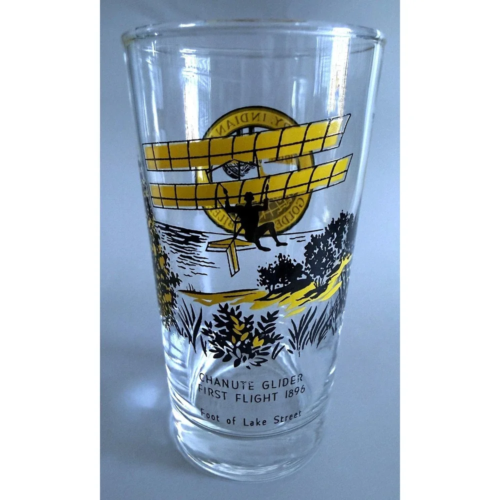 Gary IN 1956 Jubilee Chanute Glider Glass Tumbler Highball Enamel Paint 5.25